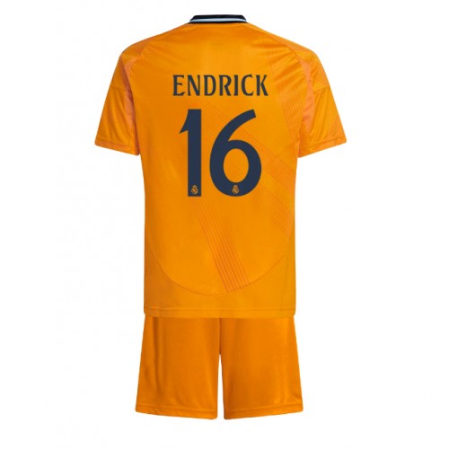 Fotbalové Dres Real Madrid Endrick #16 Dětské Venkovní 2024-25 Krátký Rukáv (+ trenýrky)